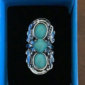 Silver Turquoises ring. New, size adjustable 5-7